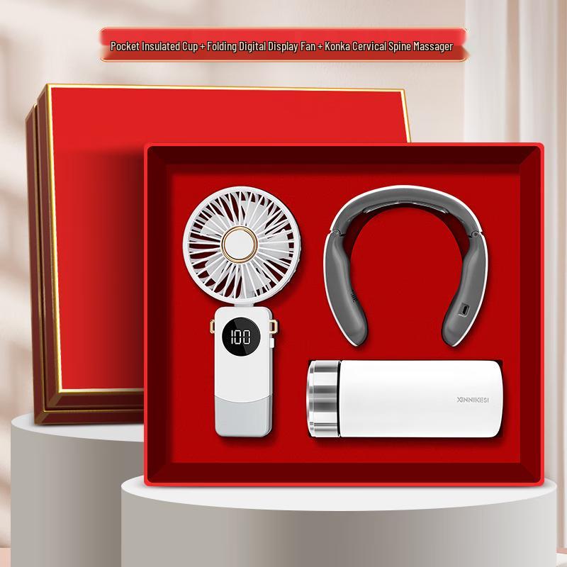LED Digital Display Fan & Neck Massager Gift Set