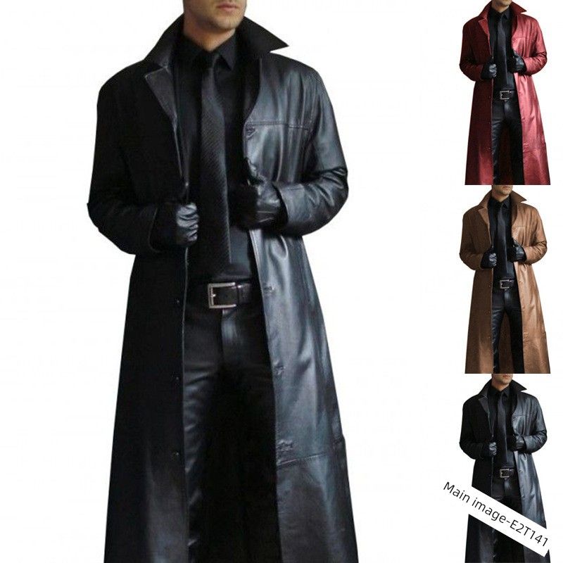 

2024 Доминирующее пальто в стиле тренч, приталенная кожаная куртка Red M