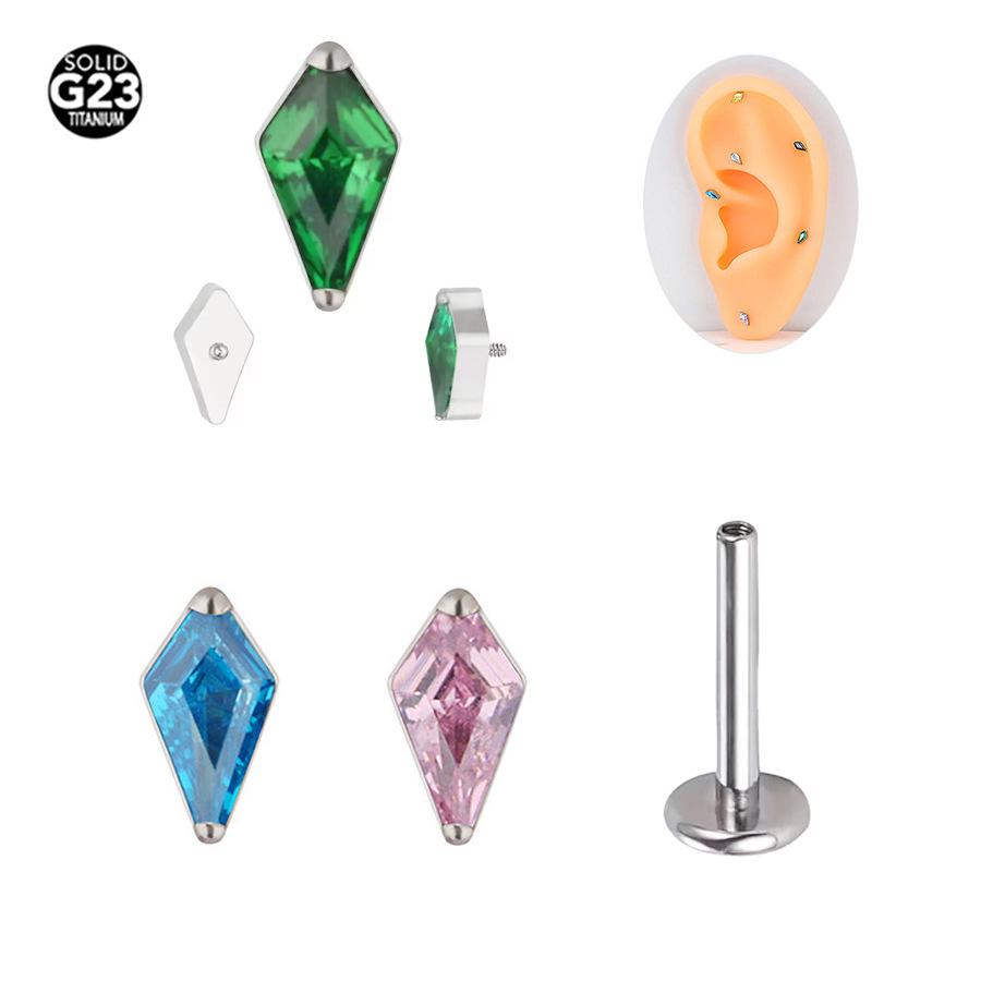 Titan Zirkon Quadrat Stecker Piercingschmuck
