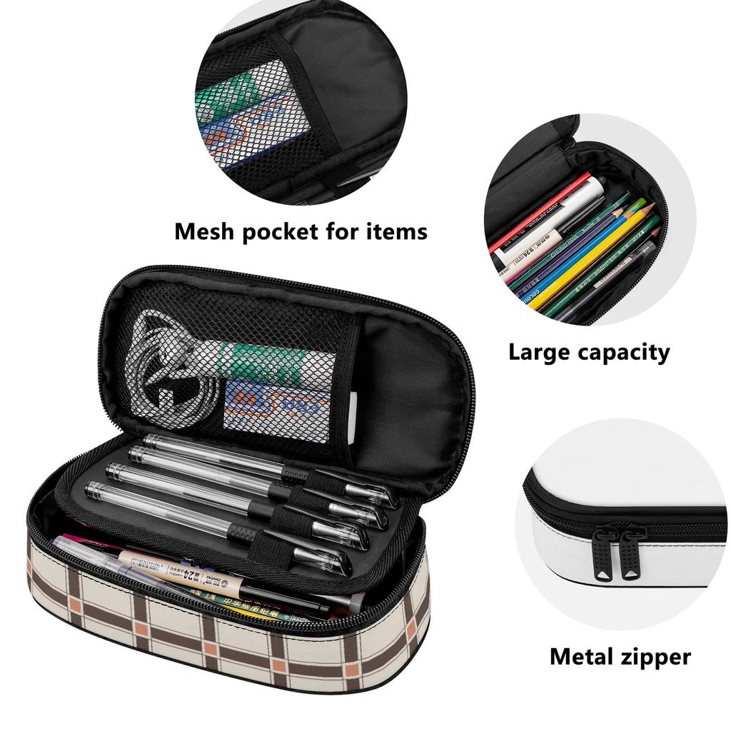 Pen Case Multi Compartment 300D Polyester Smooth Zipper with Main Pocket Mesh Layer and Removable Pen Divider for Boys Girls
