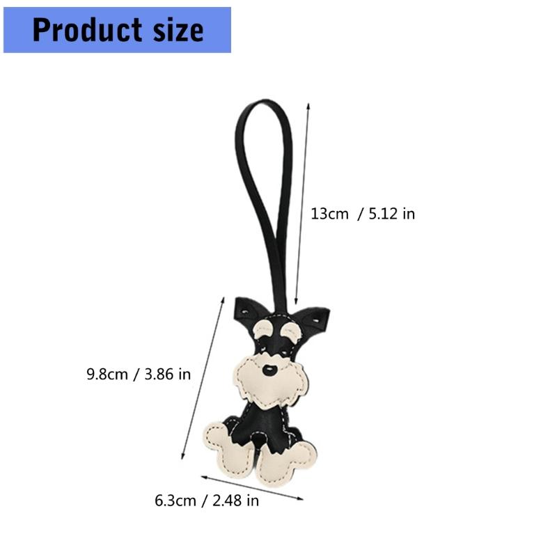 Multipurpose Schnauzer Dog Keychain Fashion Accessory for Pet Lovers and Stylish Individuals In Sturdy PU Leather