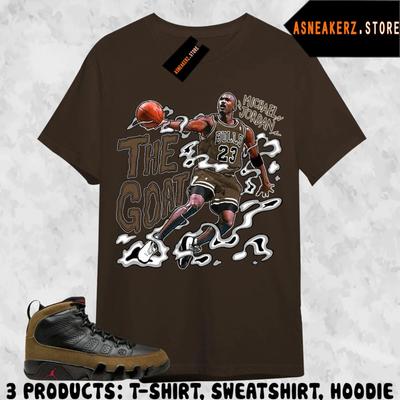Shirt To Match AJ 9 Olive Sneaker Matching Tee The Goat MJ Tees T-Shirt