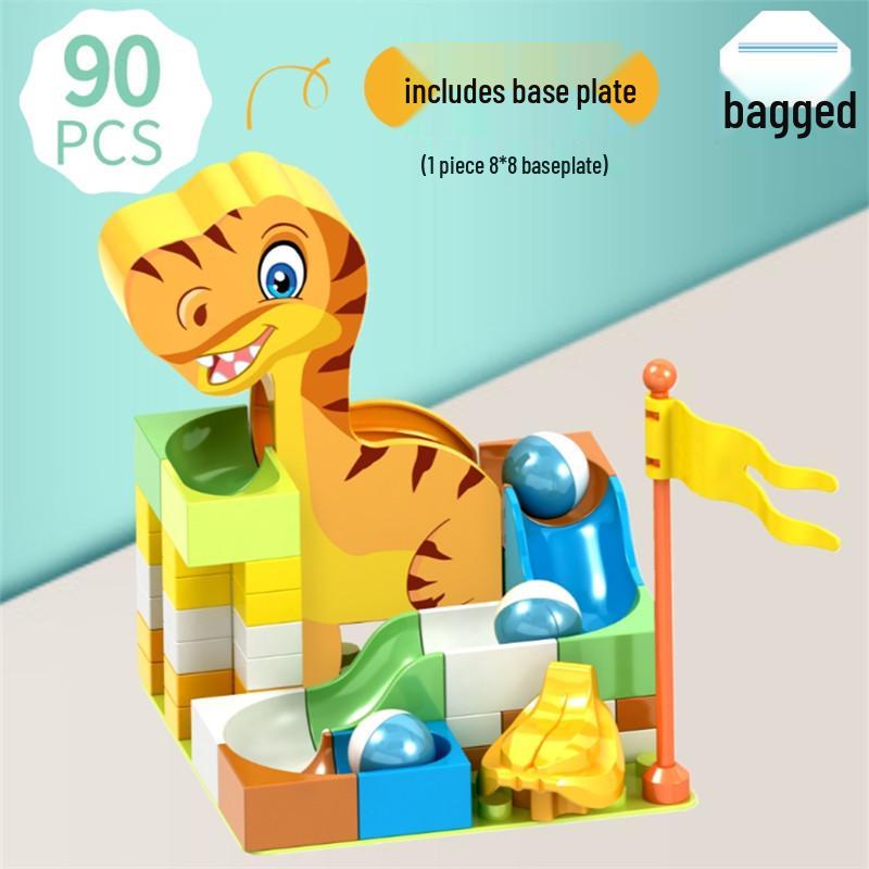 Blocuri de construit compatibile pentru circuit cu bile pentru copii cu vârste cuprinse între 3 și 6 ani: Jucării Educative cu Tobogane pentru Băieți și Fete