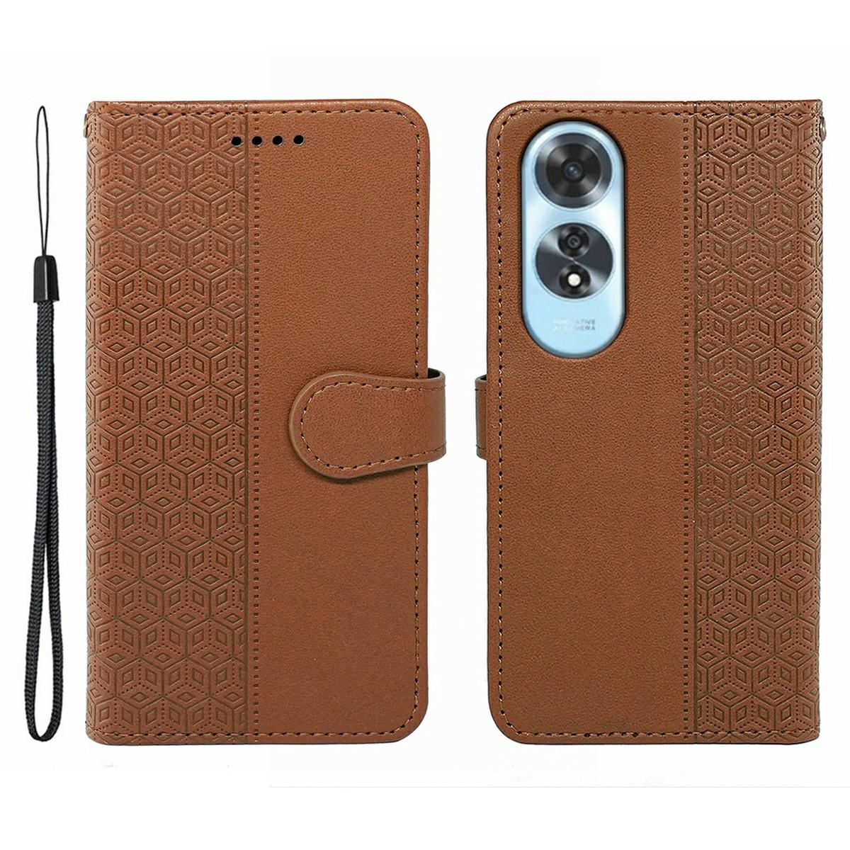 

Для Oppo A60 4G Чохол Захист від подряпин Склейка Інкрустований ромб Шкіряний чохол для телефону Brown