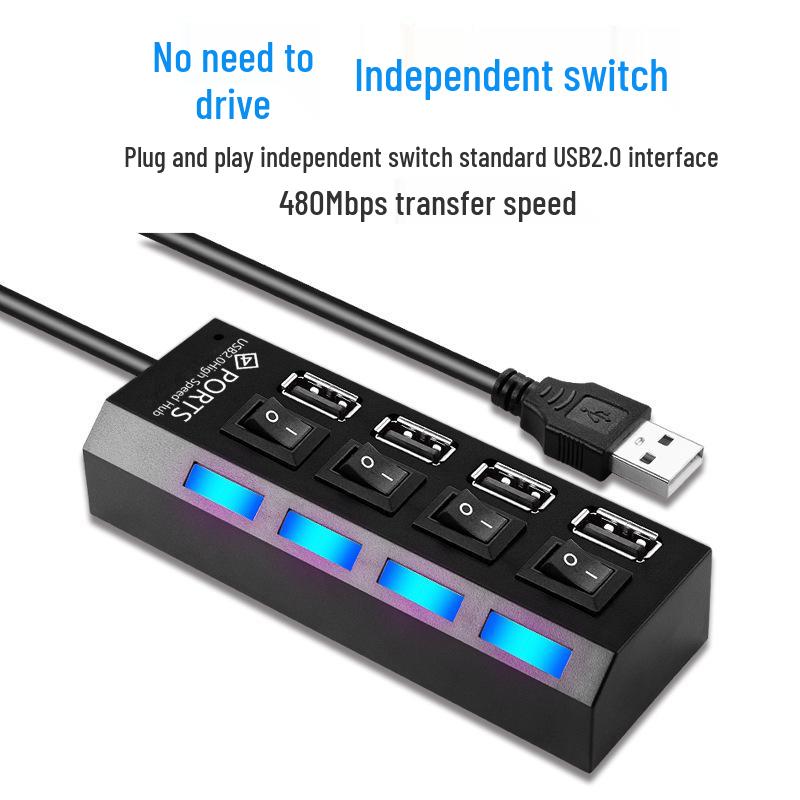 4-Port Independent USB Switch Hub with 7-Port Splitter