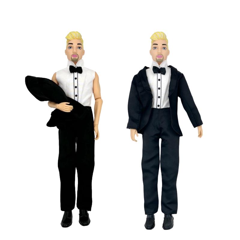 3 Sets Doll Clothing And Accessories Handmade Formal Business Suit Tuxedo Groom Clothes for 30cm/12in Ken Dolls Toys for Kids