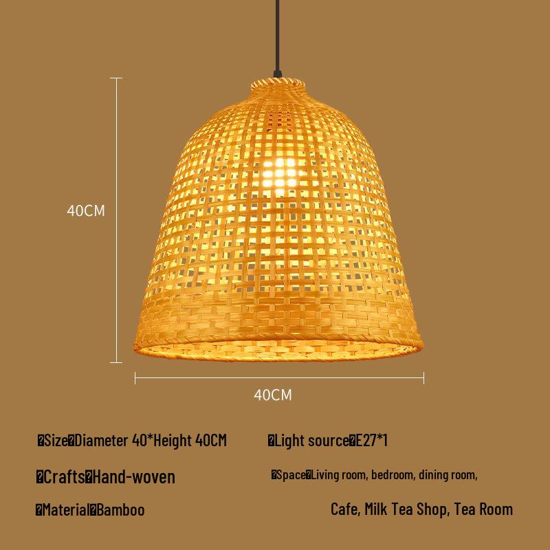 Bamboo Rattan Pendant Lamp: New Chinese & Japanese Style Zen Lighting for Tea Room & Dining, Antique Lantern Design.