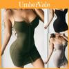 Elegant Women V-neck Bodycon Sleeveless Evening Party Cocktail Mini Dress In Gray