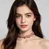 Guler choker floral brodat boho Choker retro cu floare roz Guler choker din dantelă vintage reglabil pentru femei fete