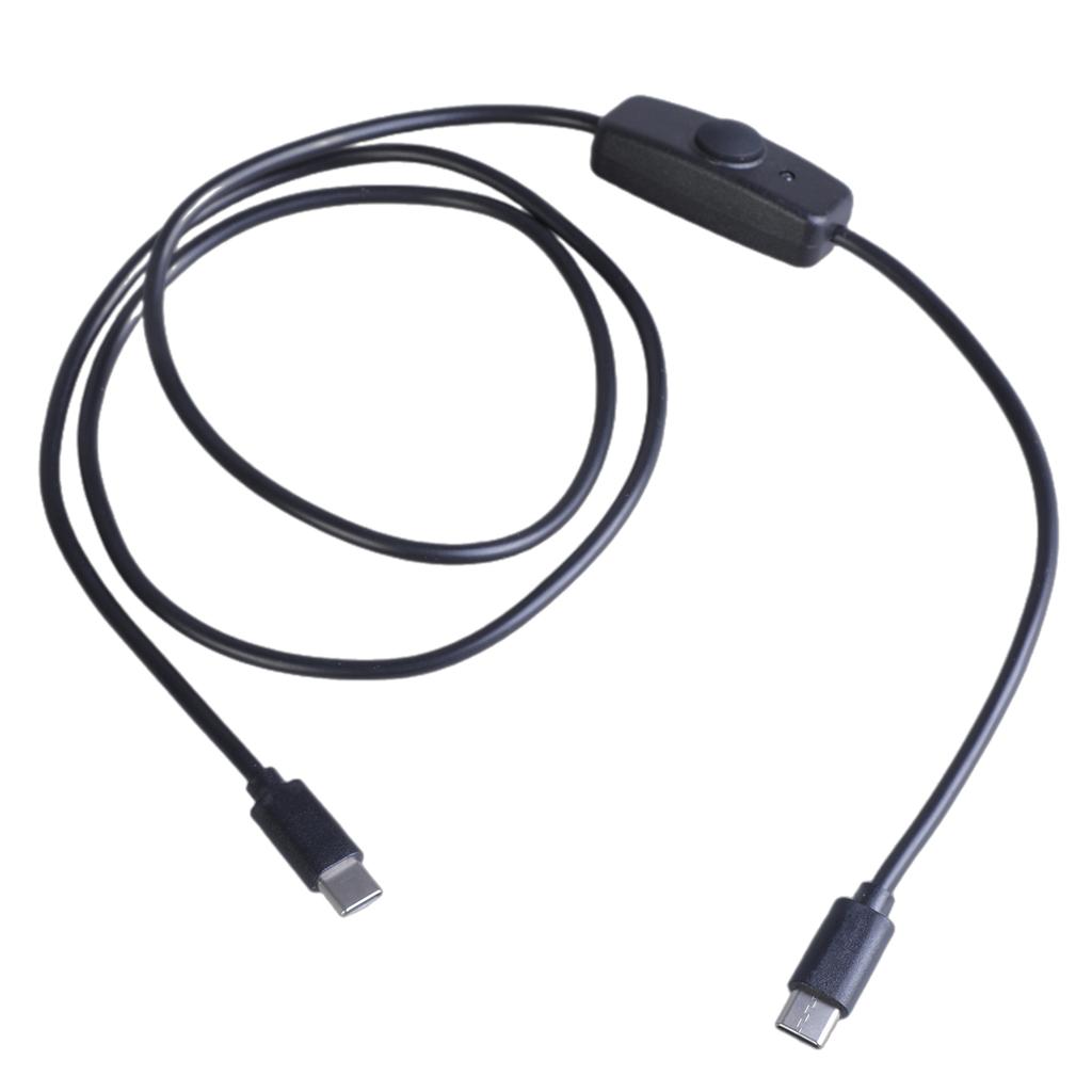 USB Type C Data Cable with Power Switch Button Male To Male Charging Extension Cord Wire for LED Light Fan Desk Lamp