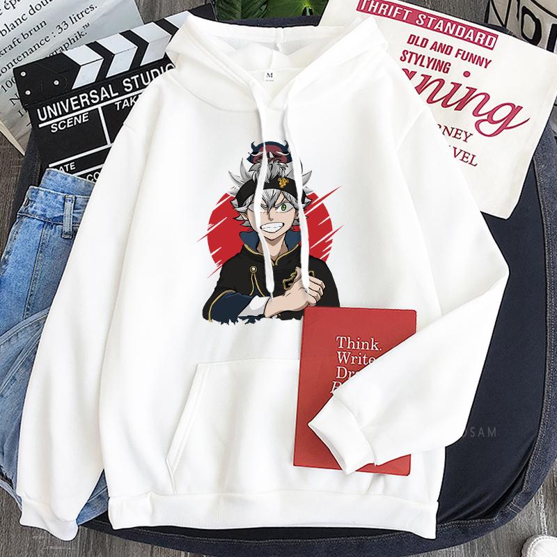 Harajuku Japanese Anime Black Clover Men Hoodies Sweatshirt Funny Cartoon Boys Asta Streetwear Pullover Winter Patchwork Hoodies