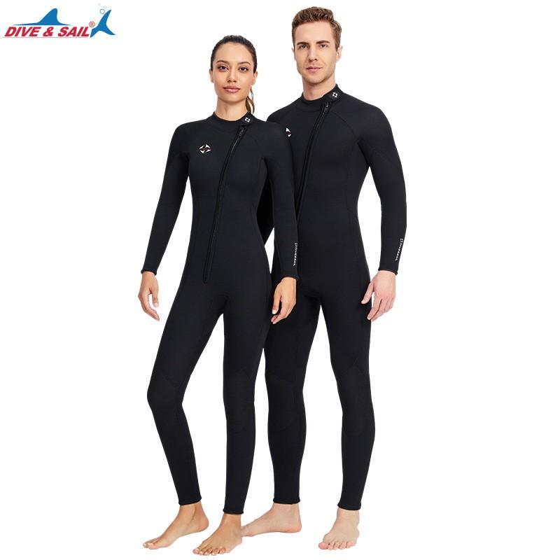 3mm Diving Suit Men's One-piece Warm Surfing Women's Long Sleeve Protection Swimsuit Pants
