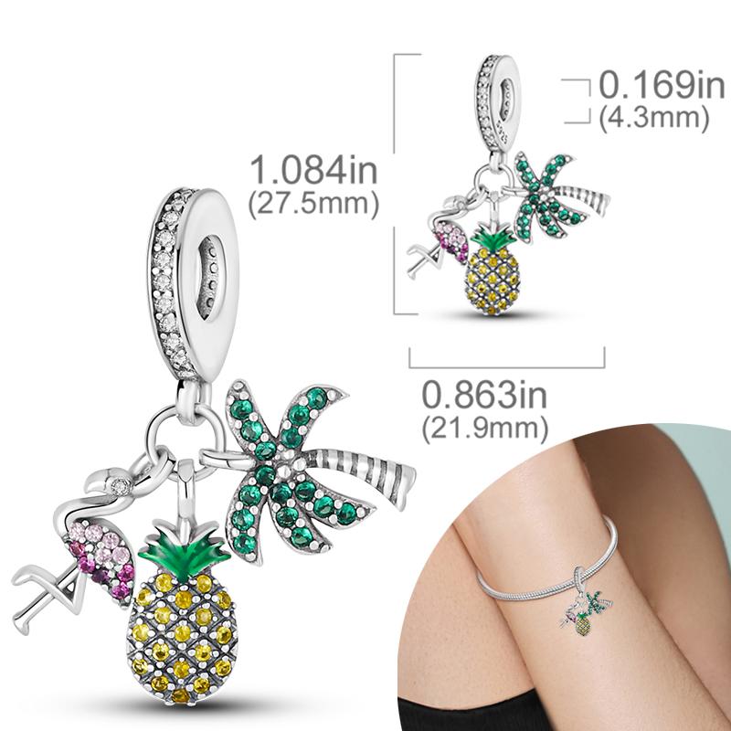 New Silver Plated Charms Beads Turtle Starfish Shell Sea Blue Summer Beads Fit Original Charms DIY Woman Jewelry Gift