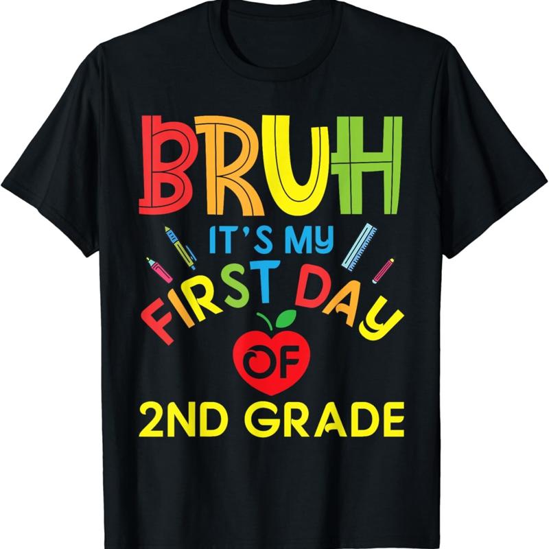 

Student Back To School Bruh It_s My First Day Of 2nd Grade T Shirt - Men s Summer Cotton Graphic Tee S разноцветный