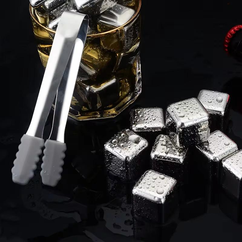 12/6/4/1/pcs Stainless Steel Ice Cubes Set Reusable Chilling Stones for Whiskey Wine Wine Cooling Cube Chilling Rock Party Bar Tool