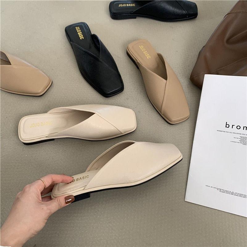 Summer new flat-bottomed comfortable soft-soled one-pedal lazy slippers trendy versatile temperament women's shoes