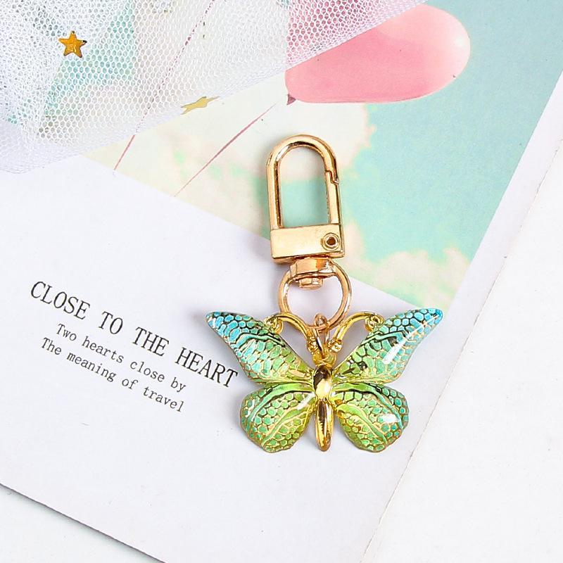 10Pcs Gradient Color Alloy Pendant Key Ring Clip Hook Butterfly Enamel Keychain For Handbag Backpack Car Keys Diy Accessory