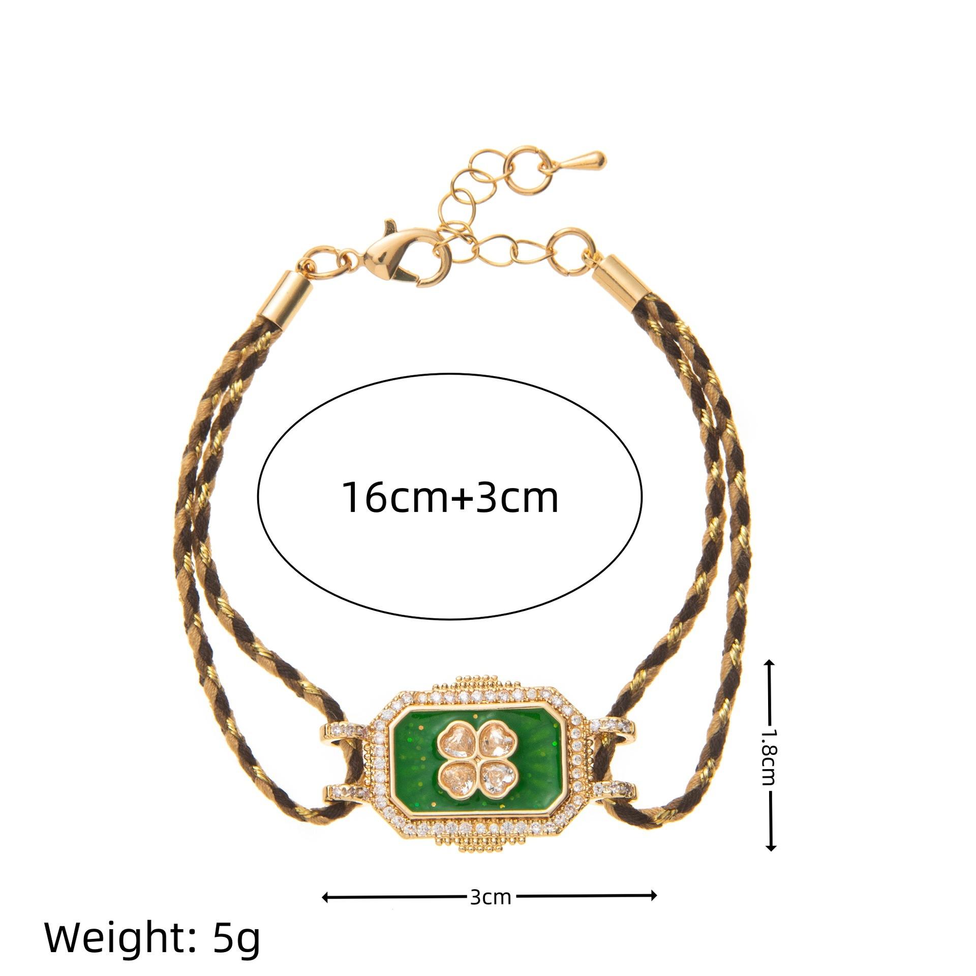 

Vintage Niche Tarot Four-Leaf Clover Bohemian Style Zircon Bracelet