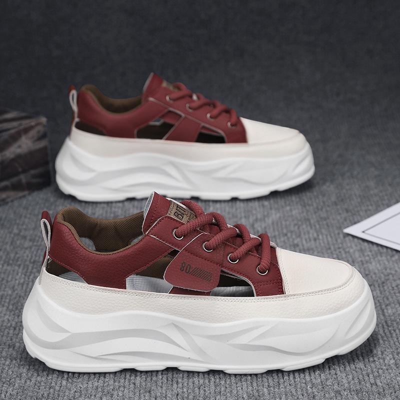 Shoes Spring New Student Campus Youth Style Leather Surface Casual Shoes Thick Sole Heightening Sports Super Shoes
