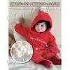 COCOMIYA Christmas Cosplay Baby Santa Romper Loungewear with Perfect for Costume Christmas and Everyday A Great Warm Coverall Pom-Poms, Parties,