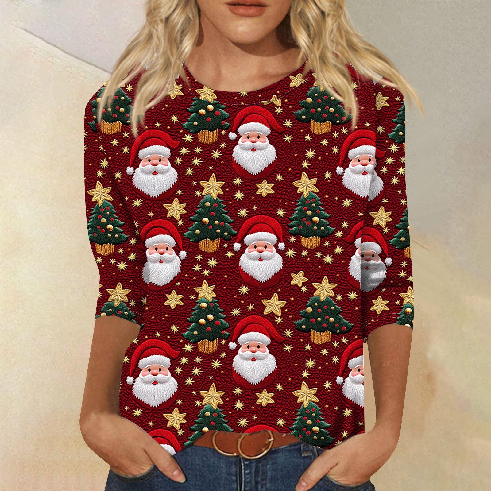 

Женская модная повседневная свободная футболка с круглым вырезом и рукавами 3/4 с принтом, женский топ XXXL