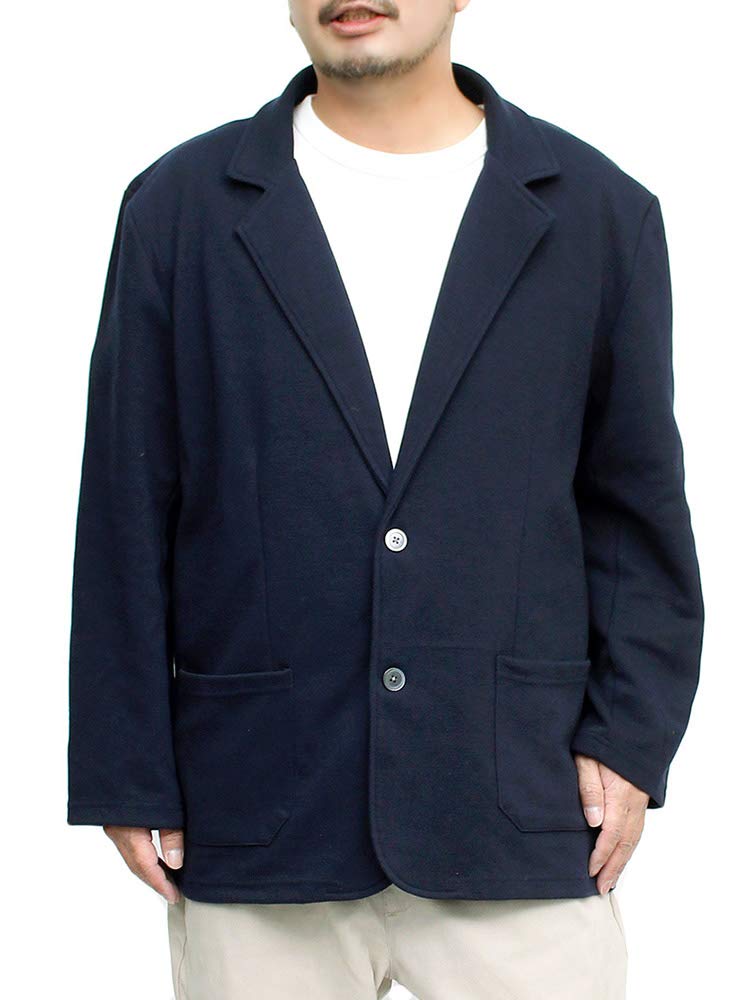 One Colors Men's Tailored Jacket, Plus Size, Stretch Calze Material, 2B Sweat Jacket, Size 3L, Navy