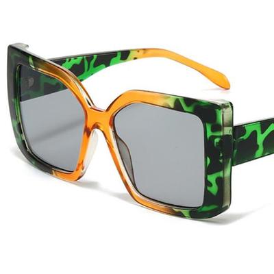 HEISS Unisex Übergröße Rahmen Sonnenbrille Patchwork Rahmen Anti-UV Brille Brillen Persönlichkeit Quadratische Sonnenbrille