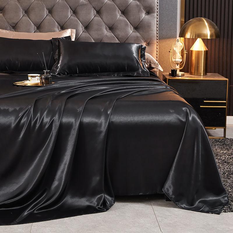 Flat Sheets Ice Silk Solid Skin-friendly Rayon Satin Modern Bedsheets Protective Universal Breathable Household Dormitory Bed