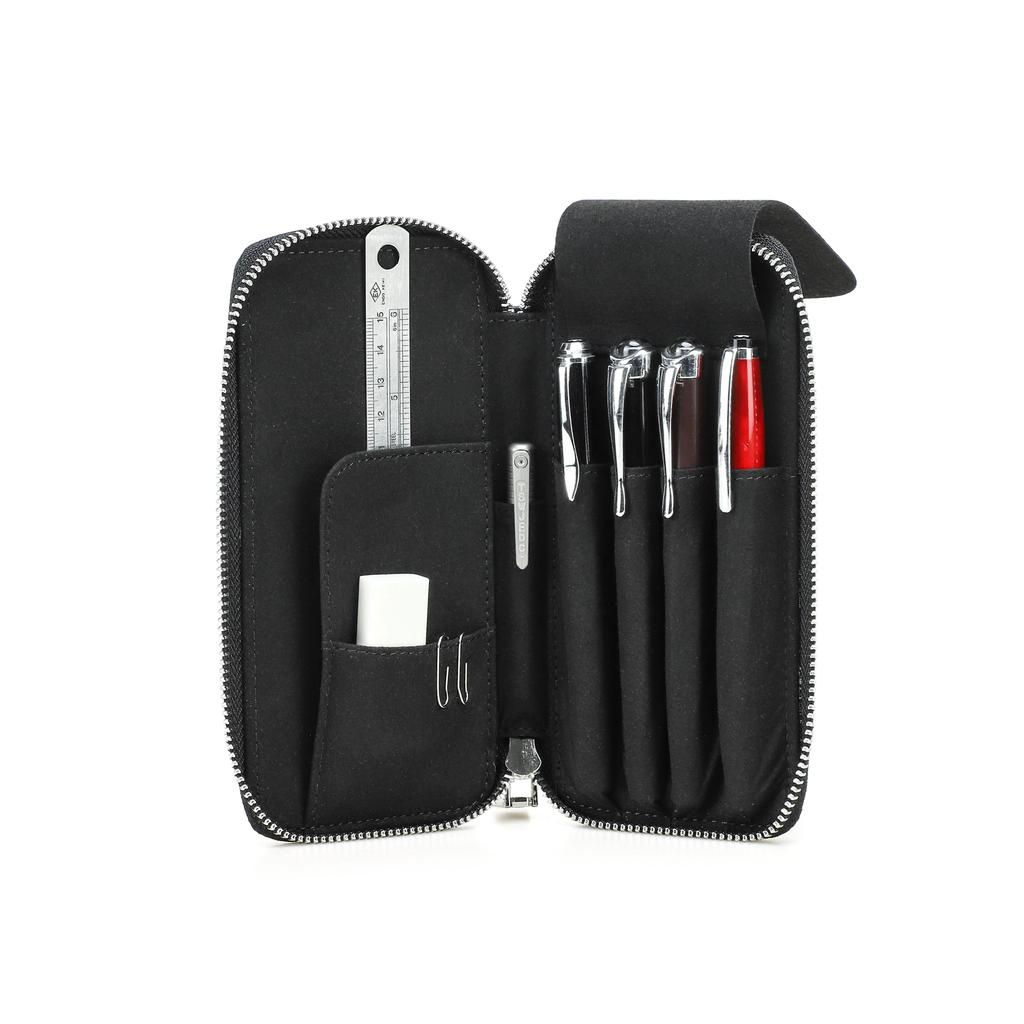 CONTACTS Astuccio per matite in pelle pieno fiore Fatto a mano Vintage Cerniera Porta penne Pochette con fessura per carte Organizzatore per penne Tasche Borsa per cancelleria