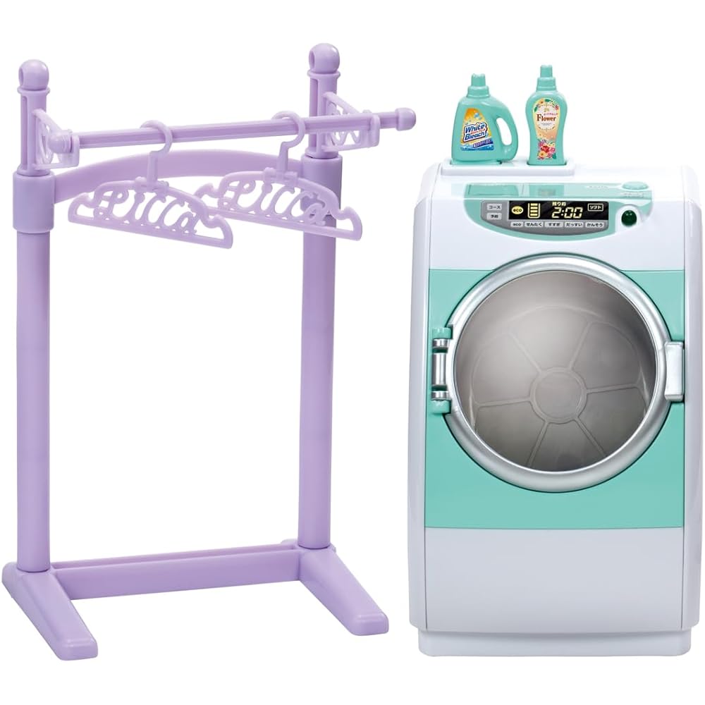

Takara Tomy Licca-chan LF-02 Drum Washing Toy Set with Dress-Up Accessories for Kids 3 Years and Up