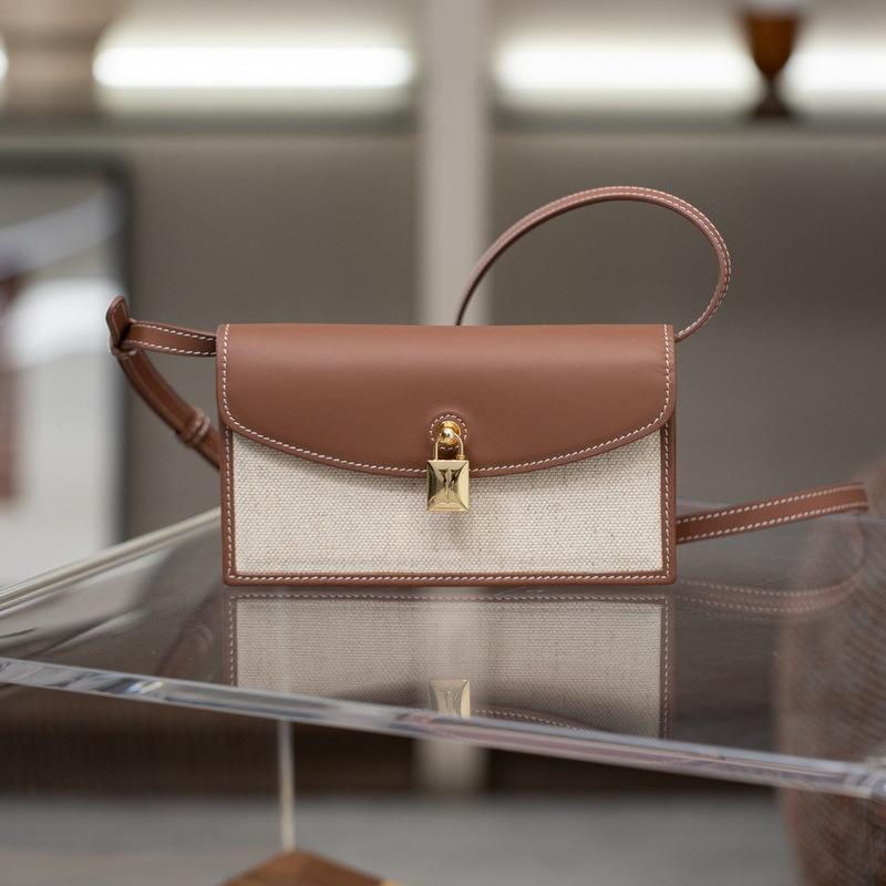 2025 Neue Damenhandtasche aus echtem Leder Temperament Vielseitig für Pendeln Lässig Rindsleder Handtasche Ein Schulter Einfache Schnalle Umhängetasche Kleine Tasche