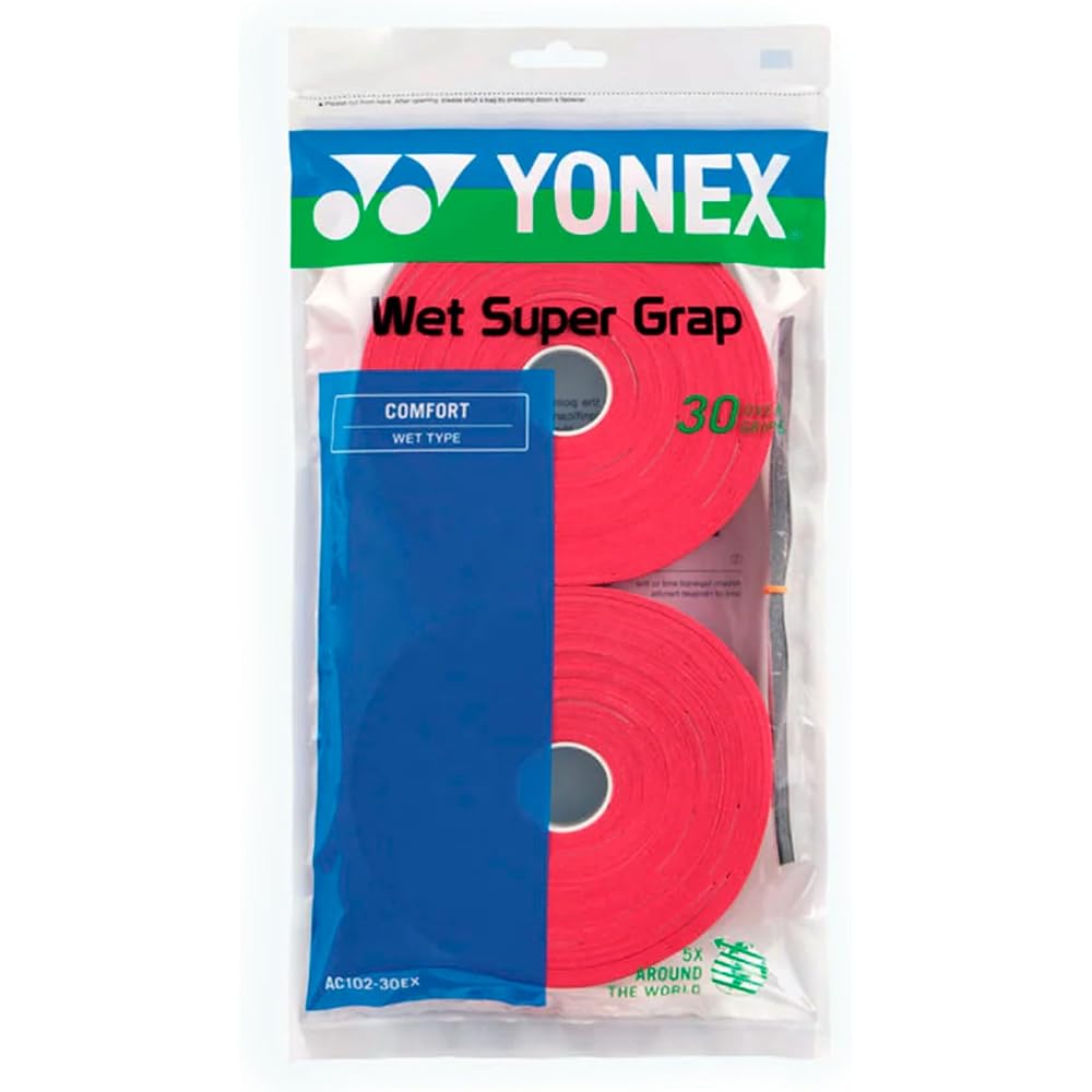 YONEX Wet Super Grip 30 Pack Wine Red Tennis Racket Grip