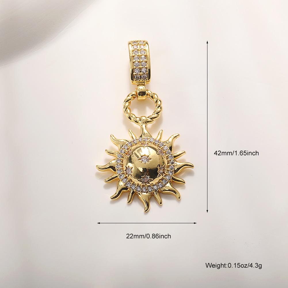 Trendy Sun Pendant Copper Gold-Plated Drip Oil DIY Jewelry: Necklace, Bracelet, Earring Accessories for Women