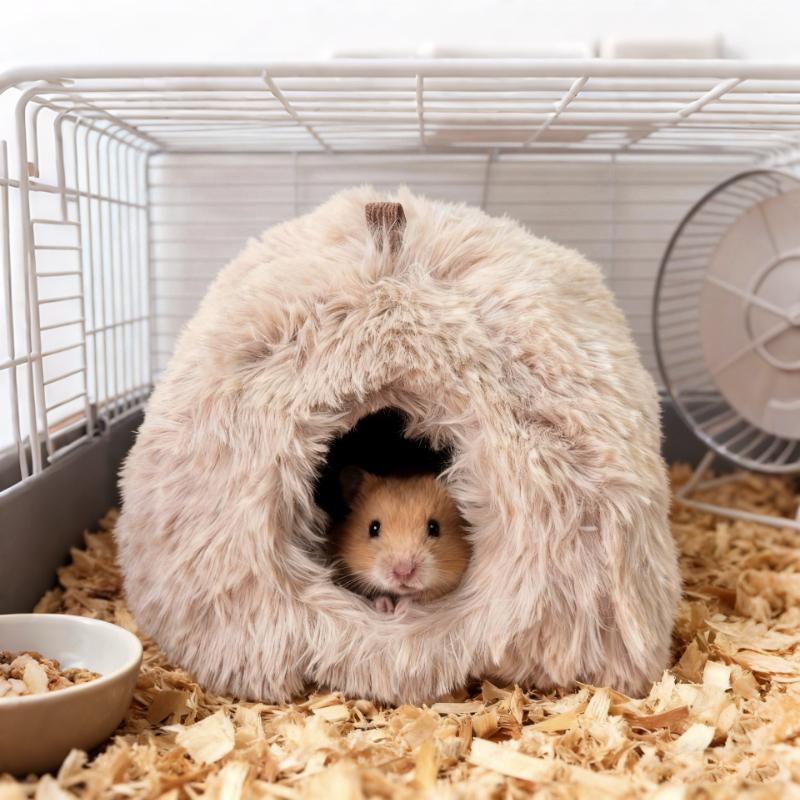

Small Pet Nest Hamster House Winter Plush Security Hamster Nest Cages Winter Warm Hamster Nest Cute Small Animal Sleeping Bed 12X 12cm