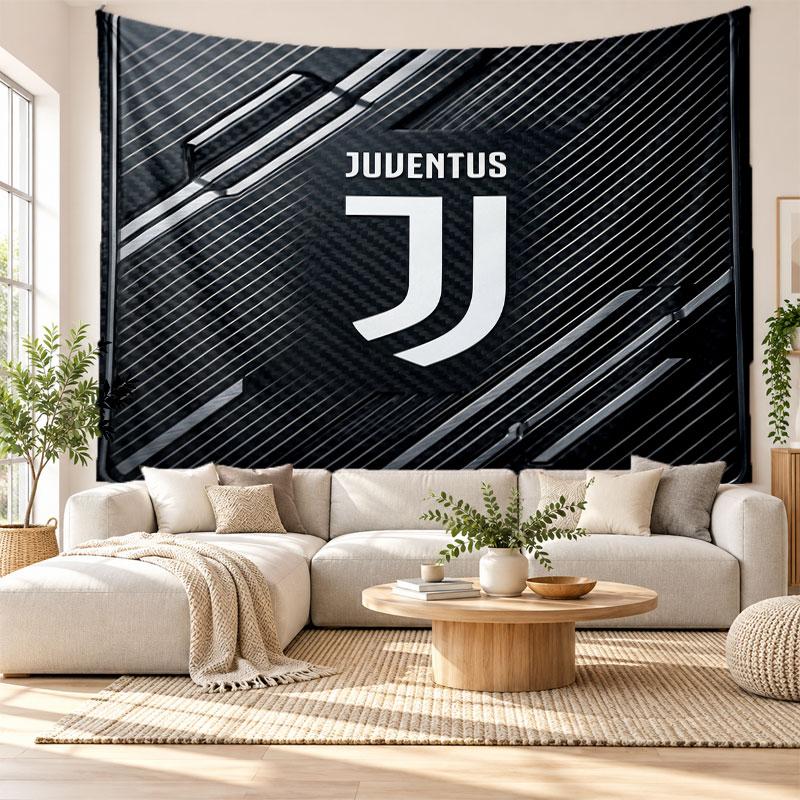 Juventus FC Wall Tapestry, Soft Fabric Wall Hanging, Decorative Backdrop For Bedroom Home Wall Art
