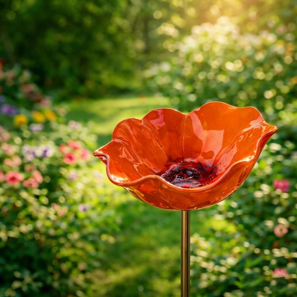 

Ground Insert Metal Flower Garden Stake Iron Floral Sculpture Bee Watering Station Garden Lawn помаранчевий