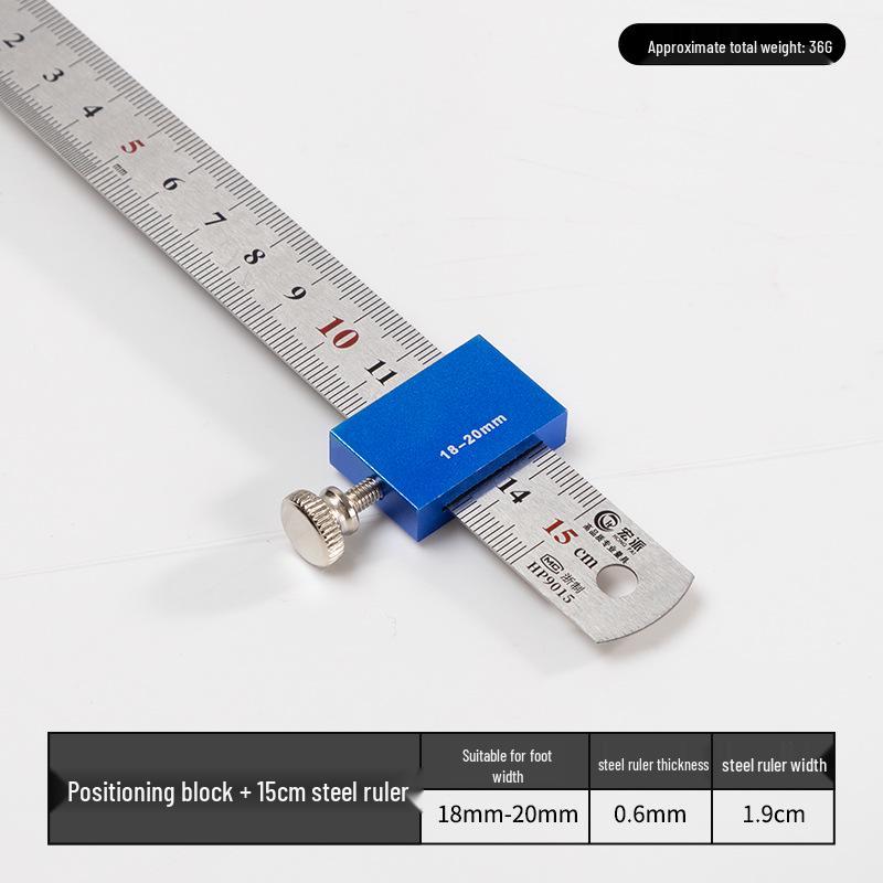 Adjustable Steel Ruler Block: Movable Positioning & Marking Guide