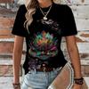 Fashionable Simple Versatile Painting Colortly 3D Printed Round Neck Short Sleeved T-Shirts Soft Comfortable Loose Breathable Plus Size Womens T-Shirt