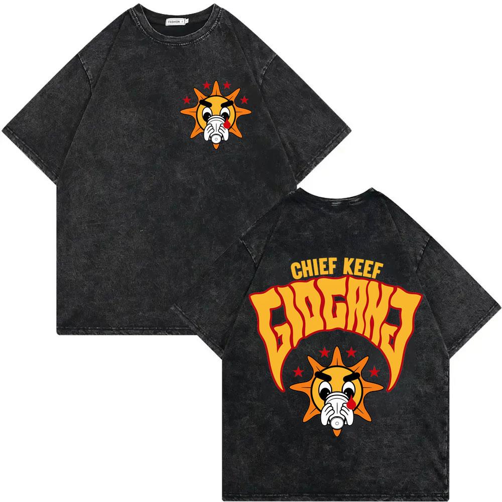 Vintage Washed Rapper Chief Keef Tour 2026 Merch T-shirts Fashion Hip Hop Short Sleeve T-shirt Men Women Casual Loose T Shirts