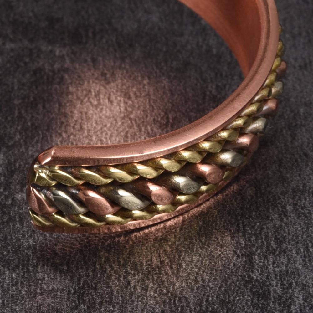 Pure Copper Bracelets Magnetic Adjustable Braided Cuff 12mm Bangles Soft Metal Resizable Health Jewelry Men Women