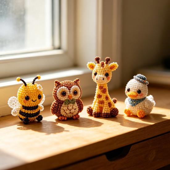 Tiny 3D Beaded Animal DIY Kit with Instructions Easy DIY Beading Kit