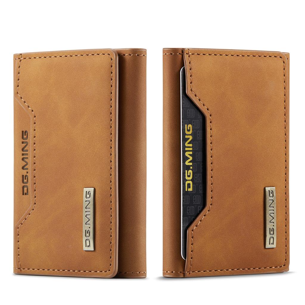 Tri-fold card bag, card cover, high-end retro PU card bag, leather case, multi-functional magnetic card bag