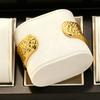 YaLaLuSi Gold Open Cuff Women Watch Square Green Dial Crystal Quartz Wrist Watch Luxury Gift Watch For Her