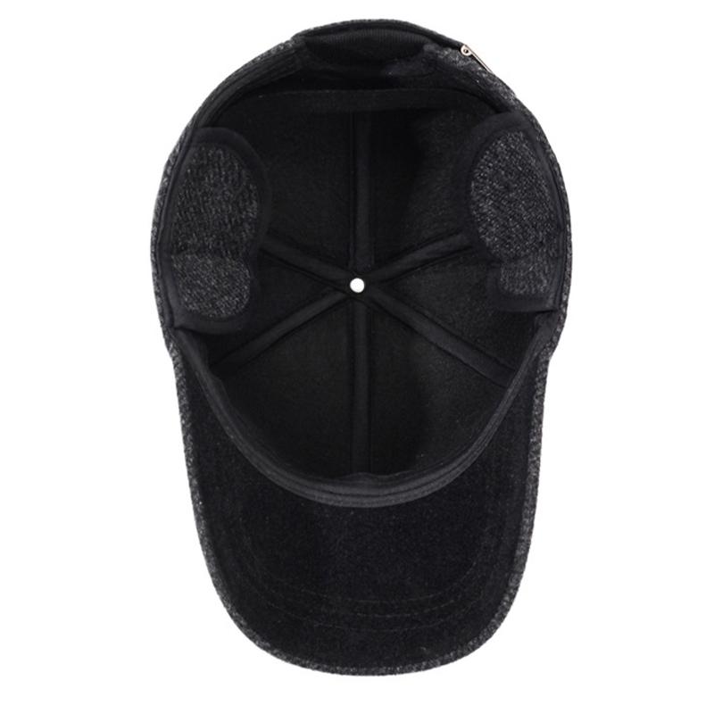 Vinter Herre Lue Ull Tykk Varm Bomullslue Middelaldrende Utendørs Vindtett Ørebeskyttelse Baseballcaps