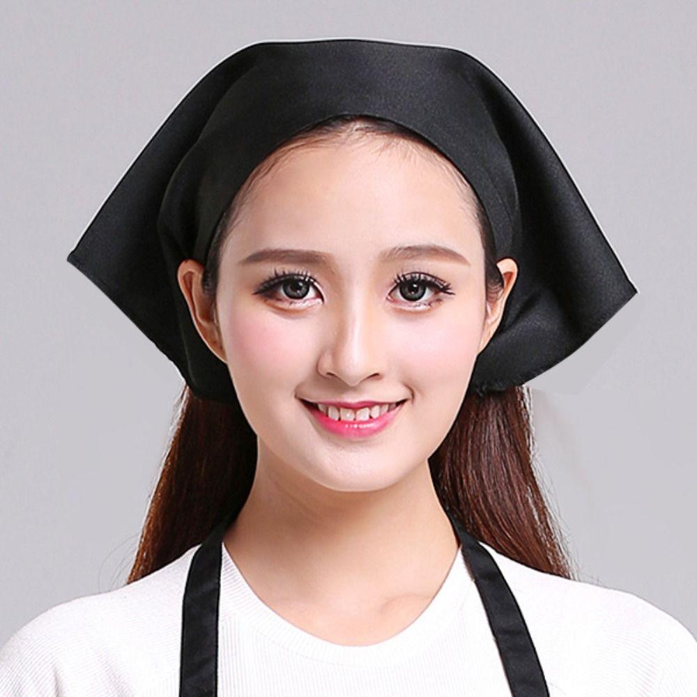 Cotton Kitchen Work Cap Triangle Waitress Hat Catering Cooking Cap Chef Hat  Chef