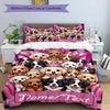 3PC Custom Name Puppy Party Pink Bedding Set Printed  Bedding Set Duvet Cover Closure Includes 1 Duvet Cover & 211 Pillowcases for Bedroom