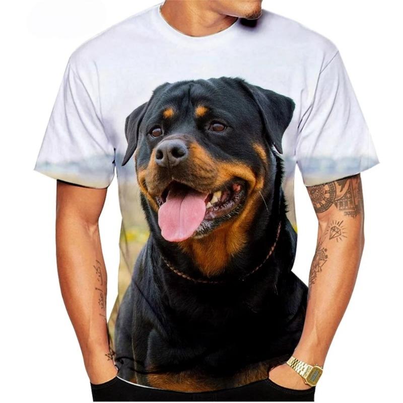 Cute Pet Dog Summer Men's T-Shirt 3D Rottweiler Fashion Print