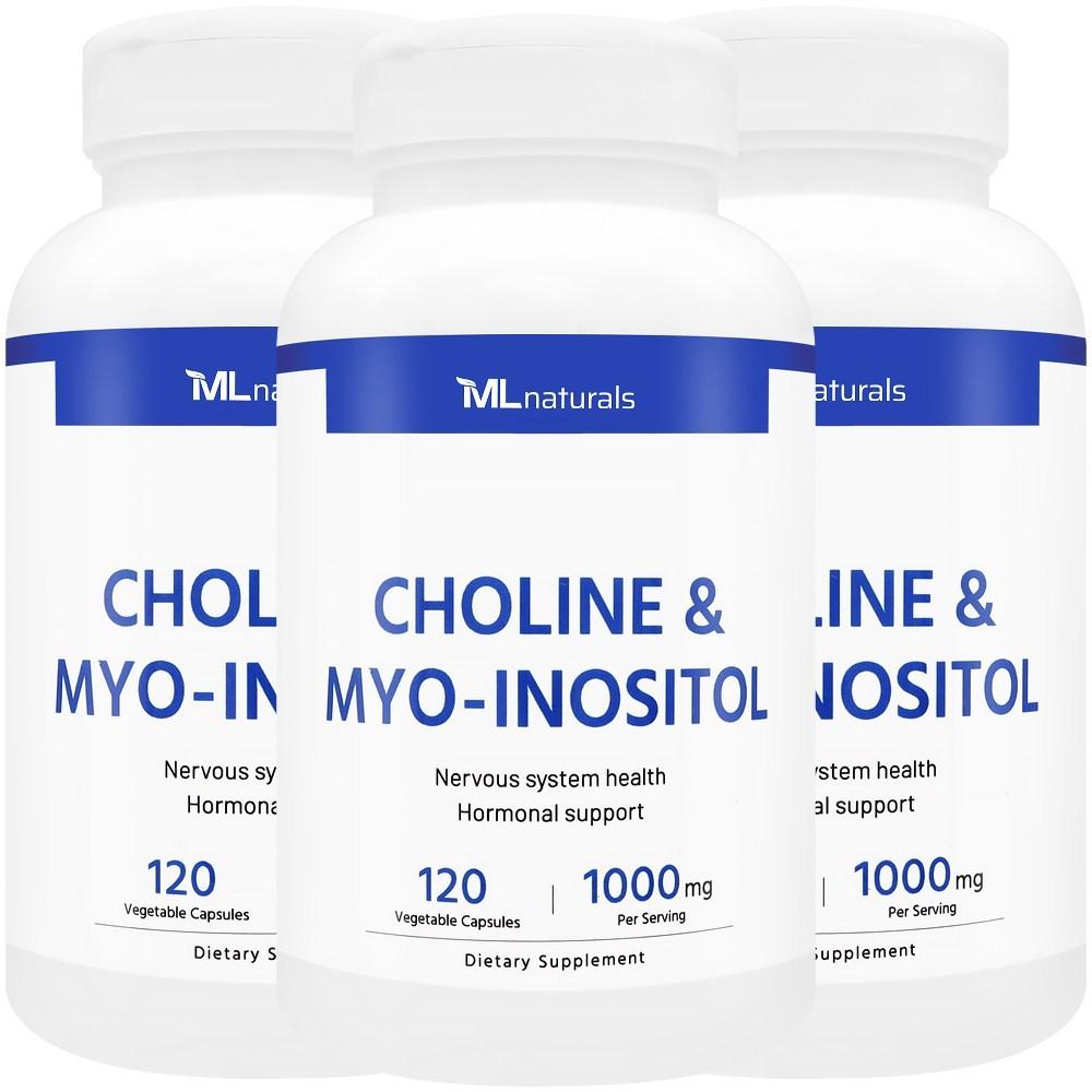 US Fast MyLife Naturals Choline & Myo-Inositol 1000mg 3 pcs 120 Tablets