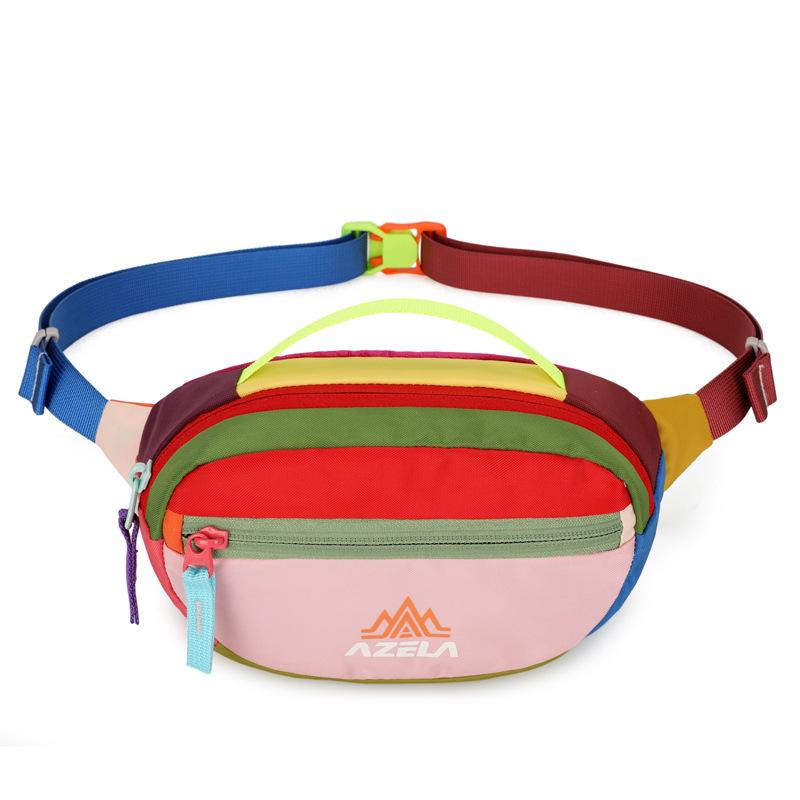

Azeera Unisex Crossbody Backpack: Dopamine Color Block Outdoor Waist Bag with Belt, Sporty Casual Shoulder Bag. розовый