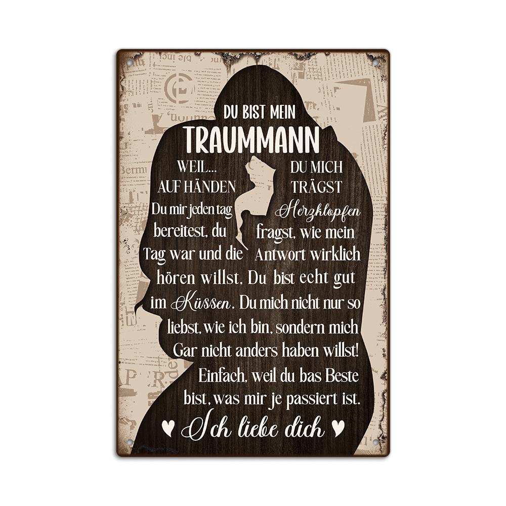 

Charming German Vintage Metal Tin Sign - You Are My Dream for Man Because... Love Quote, Perfect for Home & Farmhouse Decor 20x30cm（7.8x11.8inch）